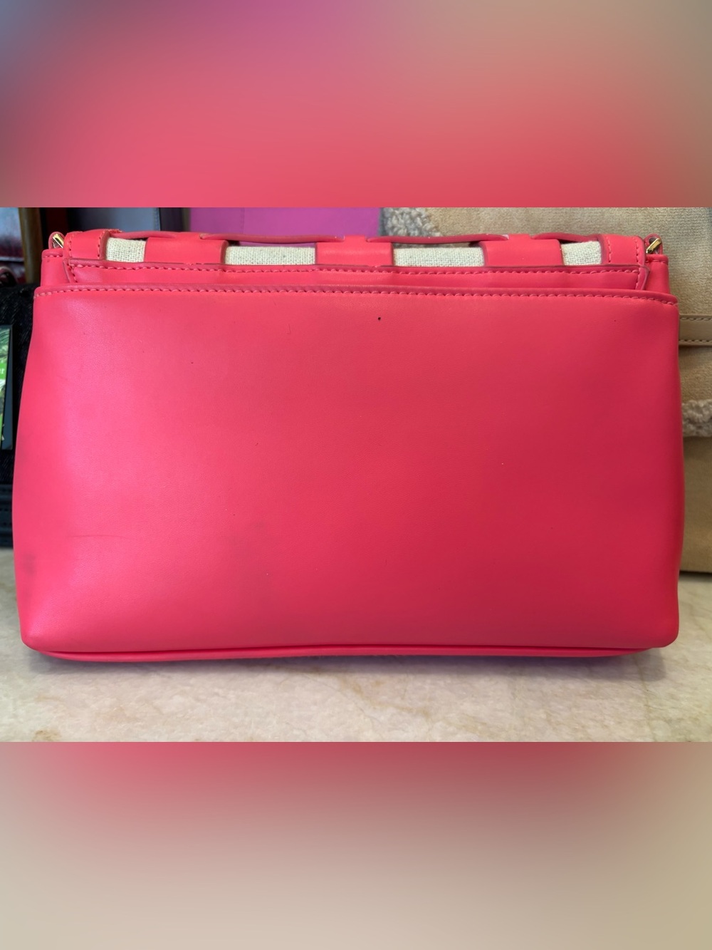 Pink Woven Crossbody Bag - Fashionable Women's Shoulder Bag - Picture 4 of 8